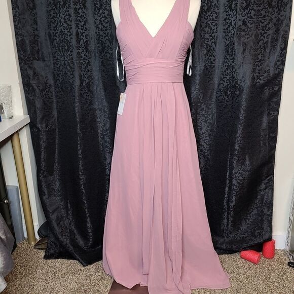 Monique Lhuillier | NWT Mauve V-Neck Gown - Picture 2 of 7